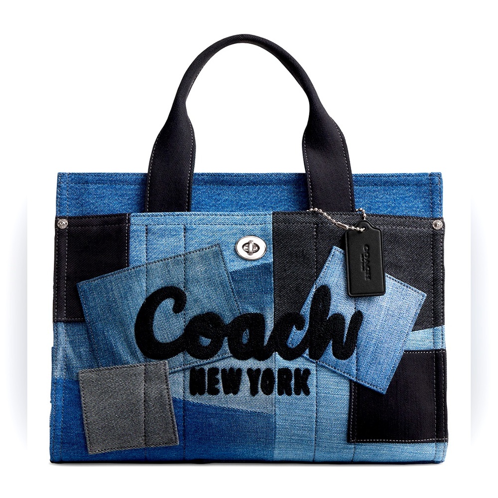 ✨NWT✨COACH DENIM MED/LARGE PATCHWORK CARGO TOTE🔥G😍RGEOUS‼️SOLD OUT ONLINE🤌🏽 - Picture 1 of 6